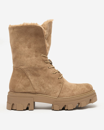 Royalfashion Bottes à lacets pour femmes marron clair Cavenma