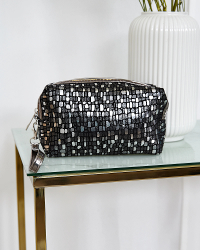 Royalfashion Trousse à cosmétiques pour femmes à motif brillant en noir