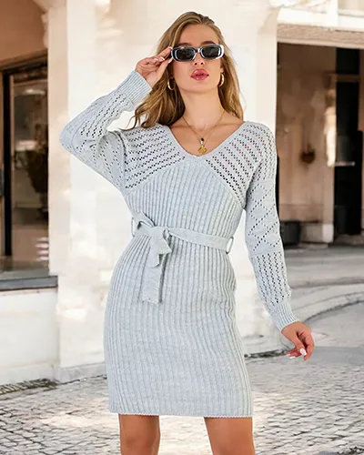 Royalfashion Robe pull pour femme avec bordures