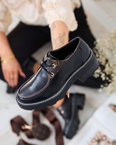 Royalfashion Demi-bottes femme noires à semelle épaisse Dobbin