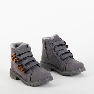 Boots fille gris foncé avec Velcro Laxia- Footwear