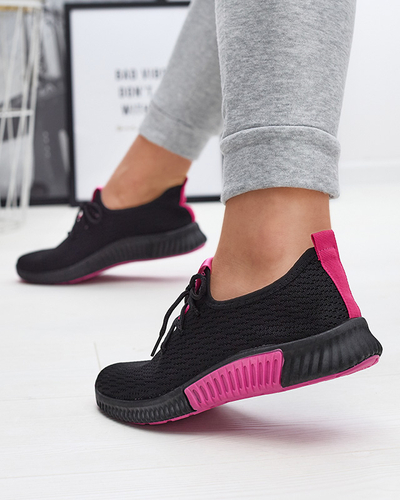 Chaussures de sport noires pour femmes avec empiècements fuchsia Keteti - Chaussures