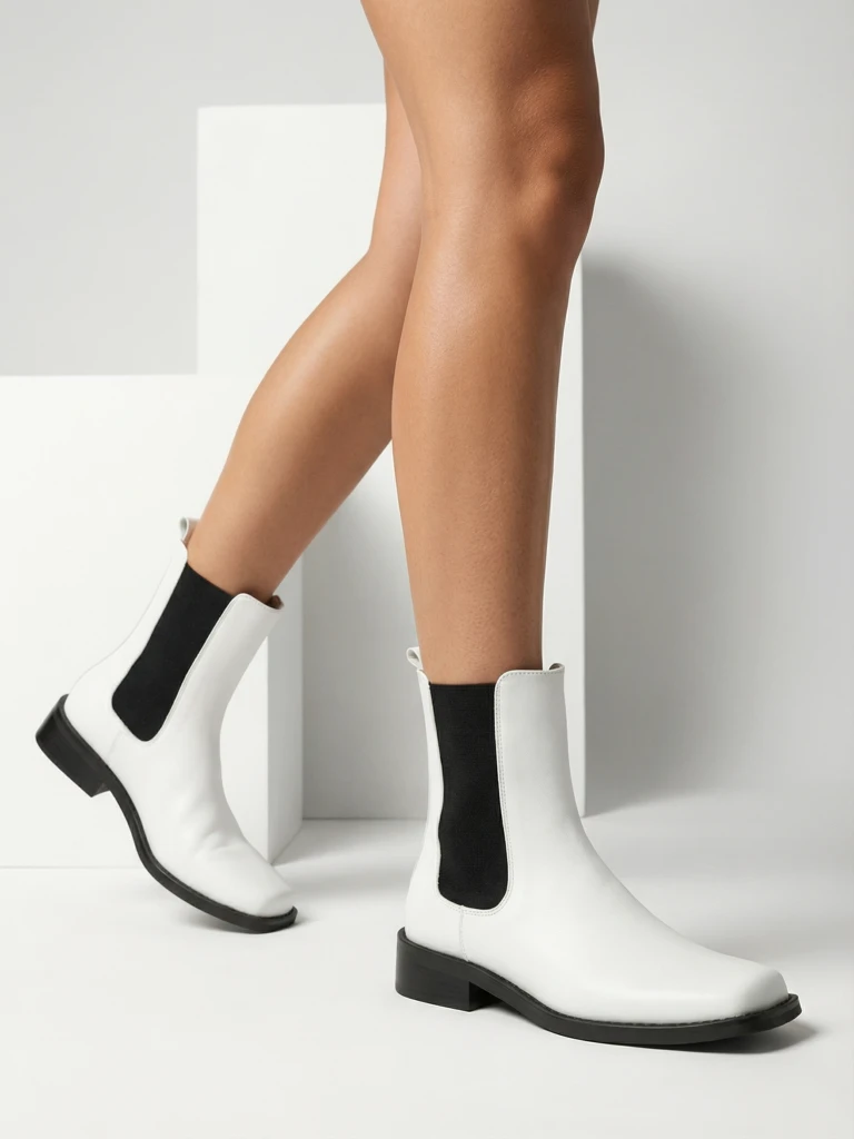 Bottines Astra Blanches en Cuir Élégantes pour Femmes pour l'Automne