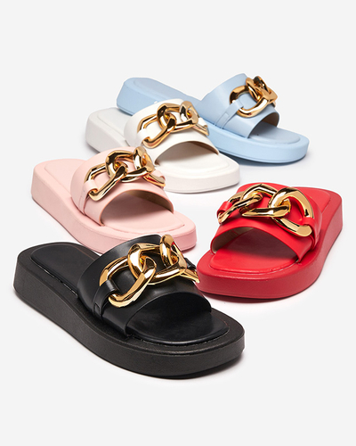 Chaussons femme rose avec chaîne dorée Reteris - Chaussures