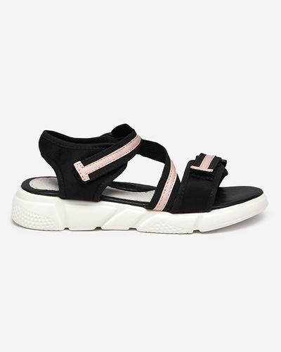 Sandales enfant noires et roses fermées par velcro Modis - Chaussures