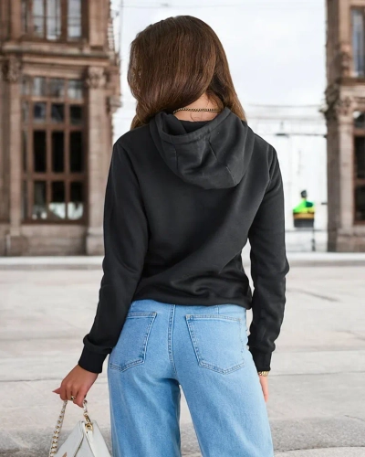 Sweat à capuche isolé noir pour femmes - Vêtements
