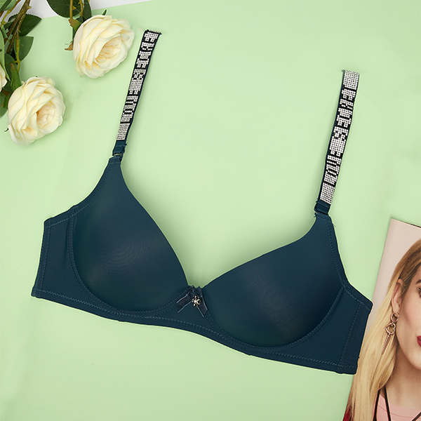 Royalfashion Soutien-gorge push-up uni bleu marine avec bretelles décorées