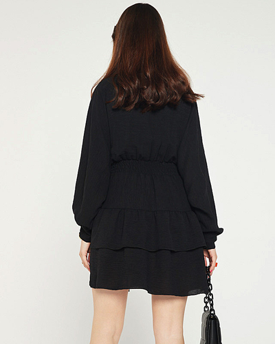 Robe femme courte noire à volants - Vêtement