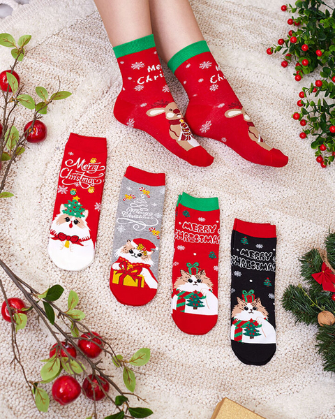 Chaussettes colorées pour femmes avec un motif de Noël - Sous-vêtements