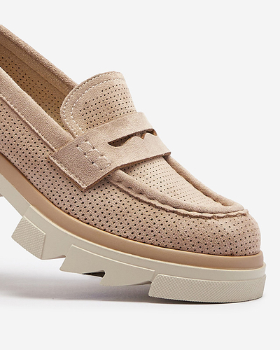 Mocassins ajourés pour femmes, marron clair, sur une semelle solide Ejina - Footwear