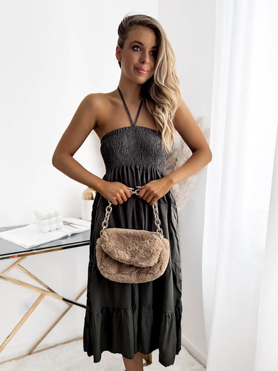 Robe midi pour femme en vert foncé TAILLE PLUS - Vêtements