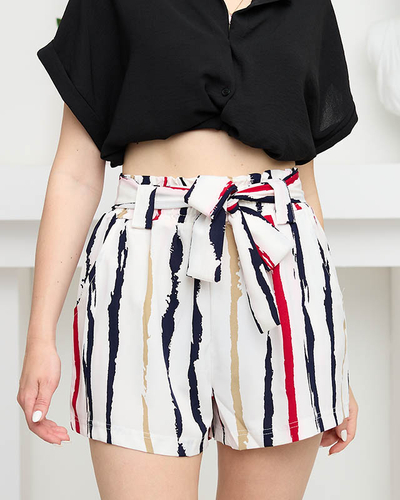 Short femme tissu rayé blanc - Vêtement