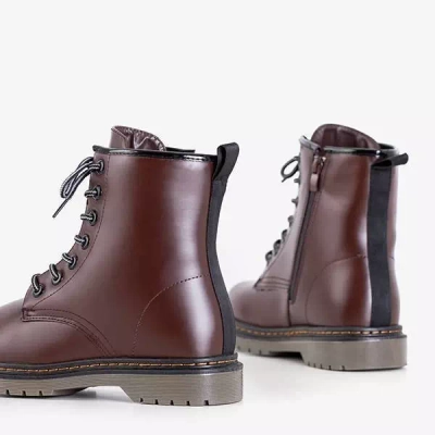 OUTLET Bottines en éco-cuir marron foncé pour femmes Lesita - Chaussures