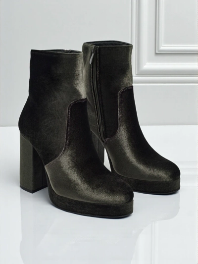 Bottines pour femmes à talons épais imitation velours Miss
