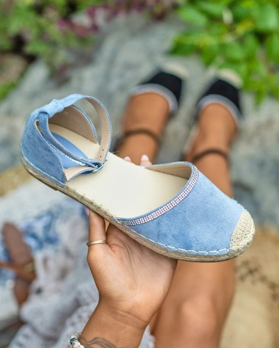 Royalfashion Espadrilles pour femmes avec zircons en bleu Rieta