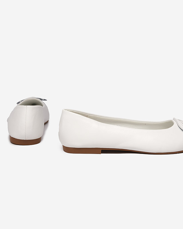 Ballerines pointues blanches pour femme avec ornement sur le bout Manico - Footwear