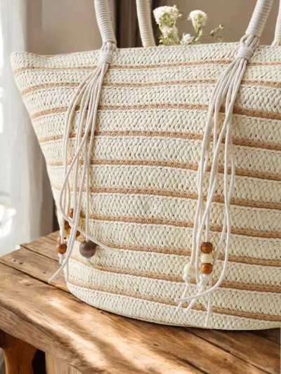 Royalfashion Grand sac en paille pour femmes
