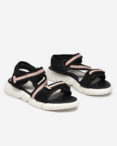 Sandales enfant noires et roses fermées par velcro Modis - Chaussures
