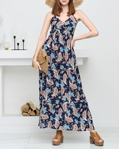 Robe longue femme aérée bleu marine - Vêtements