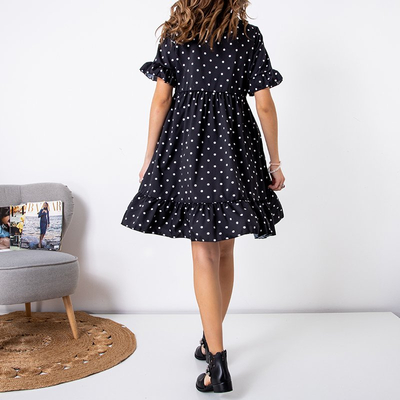 Mini-robe noire à pois pour femme - Vêtements
