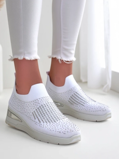 Royalfashion Baskets compensées pour femmes à enfiler avec des strass Qelavise