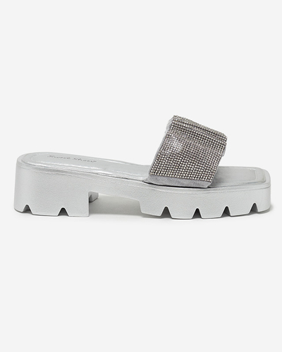 Pantoufles argentées pour femmes avec zircone cubique Emkoy - Footwear