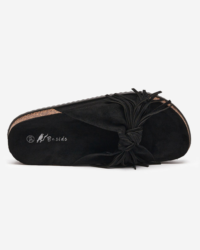 Chaussons pour femmes avec franges en noir Guttis - Footwear