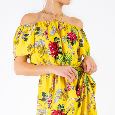 Robe longue fleurie jaune - Vêtements