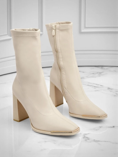 Bottines femme en cuir écologique à talons épais Morvella