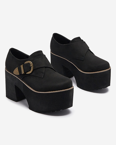 Demi-souliers noirs à talon haut pour femmes Kiacca- Footwear