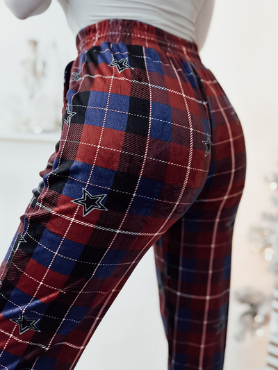 Royalfashion Pantalon de velours à carreaux pour femme en rouge