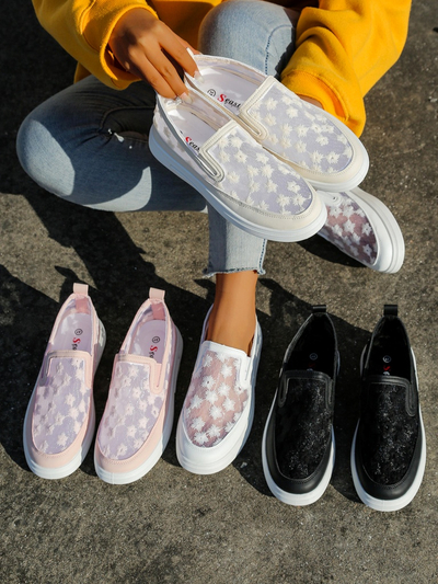 Mocassins pour femmes Royalfashion en maille avec fleurs Emzos