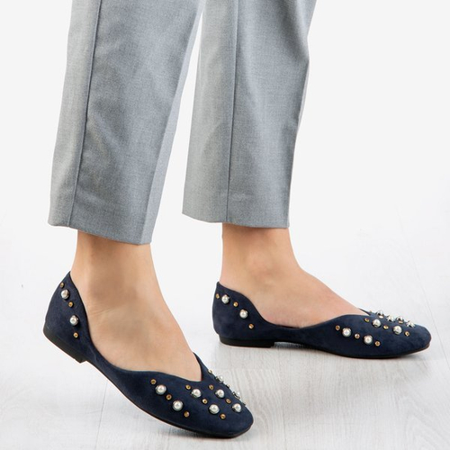 Ballerines femme bleu foncé avec perles Emanossa - Chaussures 1