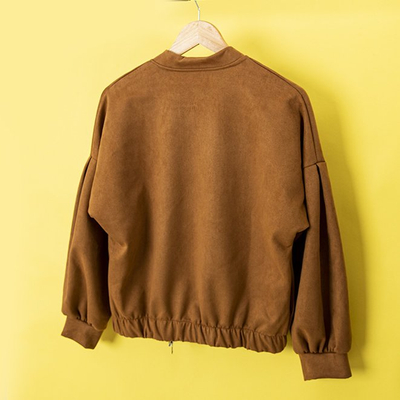 Blouson en daim marron pour femme - Vêtements