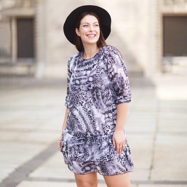 Robe femme violette avec gaufrage - Vêtements