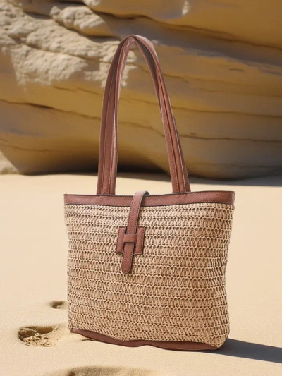 Royalfashion Grand sac à main en paille pour femmes