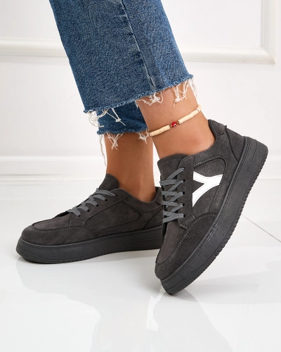 Royalfashion Tennis pour femmes gris foncé avec empiècement blanc Soliov