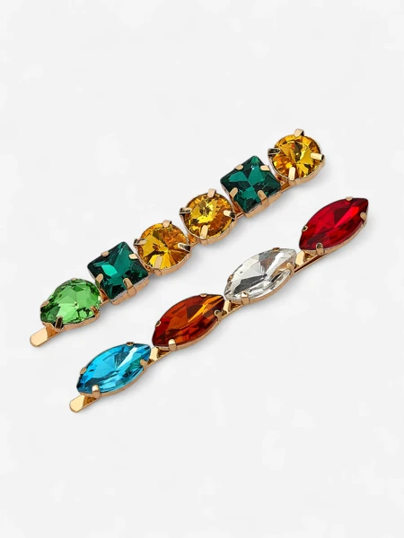 Royalfashion Épingles à cheveux avec cristaux colorés