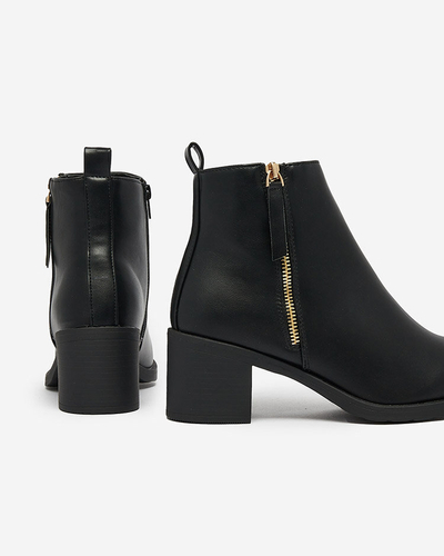 Royalfashion Bottes basses à talon aiguille pour femmes en cuir écologique noir Rejerry