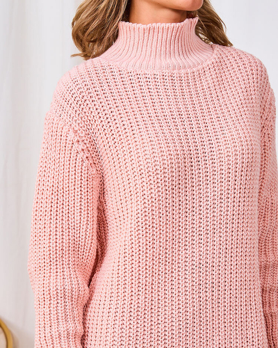 Royalfashion Robe pull à col roulé pour femme rose