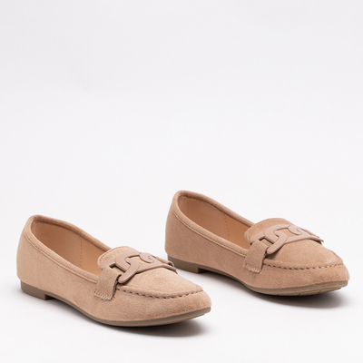 Mocassins femme en éco-daim beige Reiaka - Chaussures