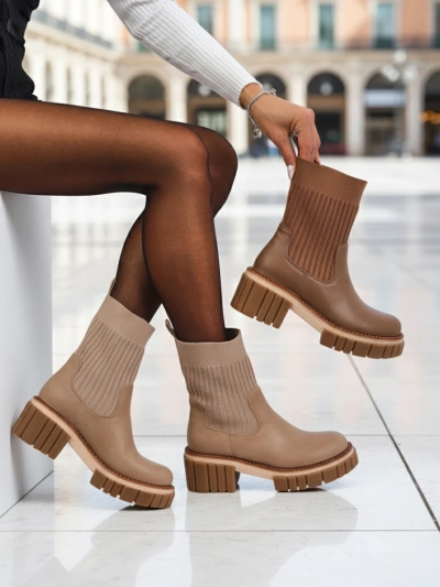 Bottines pour femmes à talon bloc en cuir écologique Ivy Storm