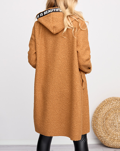 Manteau veste marron femme à capuche - Vêtements