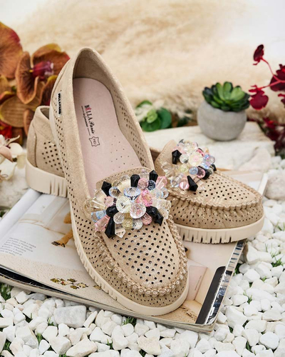 Royalfashion Mocassins ajourés perlés pour femme Nasfali