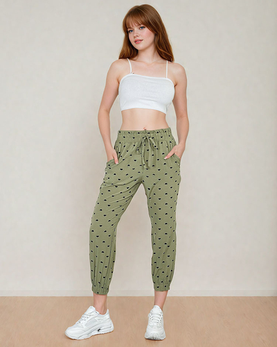 Royalfashion Pantalon en tissu femme avec cœurs