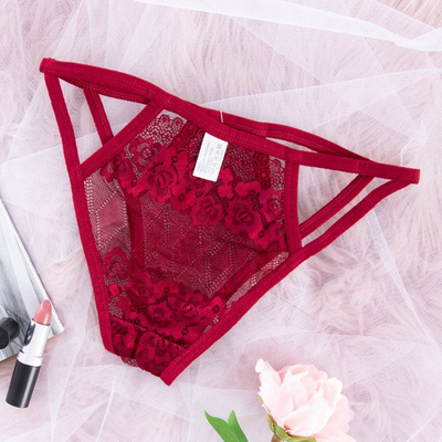 Culotte pour femme en dentelle bordeaux - Sous-vêtements