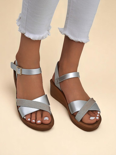 Sandales compensées Royalfashion pour femmes avec strass Allona