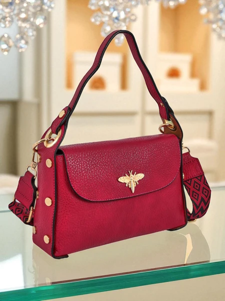 Sac à main pour femme fuchsia Minerva en cuir écologique à porter à l'épaule et en bandoulière