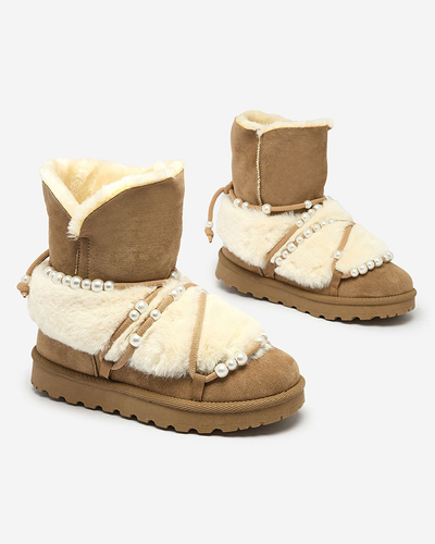 Royalfashion Bottes de neige pour femmes avec perles Cuvilav