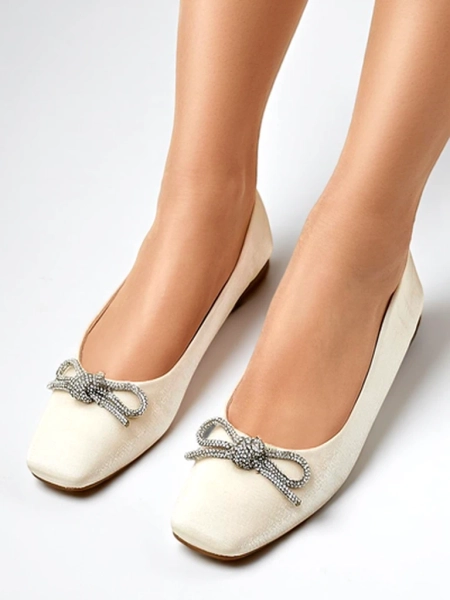 Royalfashion Ballerines pour femmes avec un nœud et brillance Ofenal